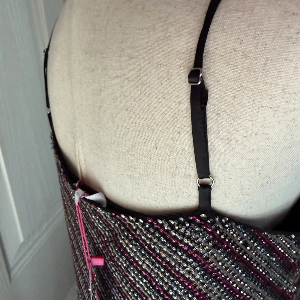 Parker Beaded Cocktail Dress | Champagne Stripe | NWT | Size M | $498 Barney’s - Picture 10 of 10